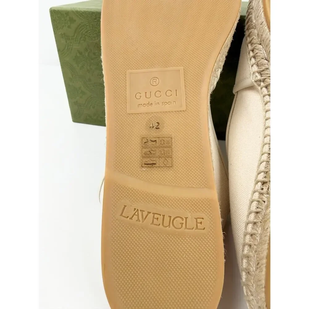 Size 42EU/9US - Gucci Canvas Logo Beige Espadrilles NEW